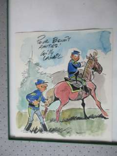 Lambil | Watercolour Drawing - Dedication - Les Tuniques Bleues | Catawiki