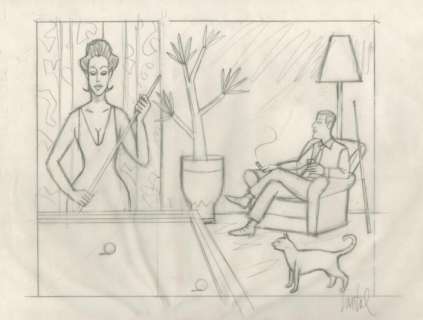 De Loustal, Jacques - 1 Original preliminary drawing - After dinner - 2003 | Catawiki