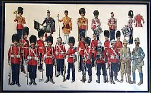 Funcken - Original double illustration in gouache (p.76-77 and back cover pages ) for the " L‘ Uniforme & les Armes des Soldats du 19e siècle vol.2 "  - (1982)