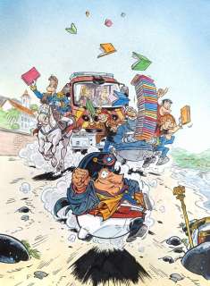 Stédo - 1 Original colour drawing - Les Pompiers, Boulard, Napoléon, Mafia Tuno, les Fondus - Festival BD d’Ajaccio - 2023 | Catawiki