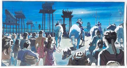 Zuccheri, Laura - 1 Original colour drawing - Les Epee de Verre - Orland arrival - 2005 | Catawiki