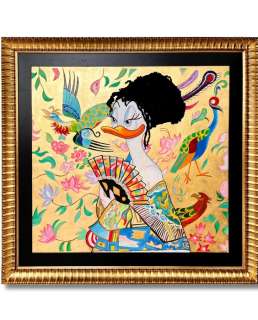 MEB Dessin & Tony Fernandez - Daisy Duck Inspired by Klimt’s “Lady with a Fan” (1917) - Mixed Media Masterpiece - Hand Signed | Catawiki