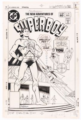 Lot 173 - KURT SCHAFFENBERGER SUPERBOY VOL. 2 #29 COMIC BOOK COVER ORIGINAL ART. | Hake’s