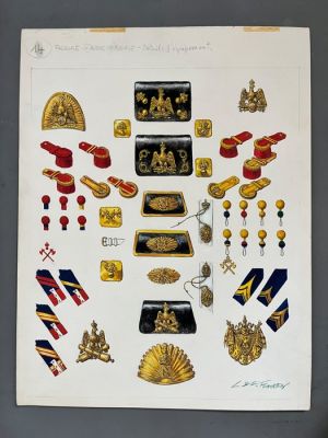 Funcken, Fred & Liliane - 1 Original colour drawing - L’Uniforme et les armes - Garde Impérial Française - 1969 | Catawiki