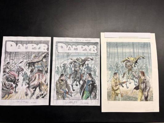 Riboldi, Enea - Couverture originale + 2 bozzetti preparatori - Dampyr n. 99 - 2008 | Catawiki