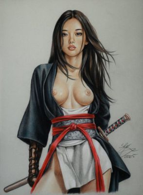 Sly - 1 Original colour drawing - Samurai Girl II - Samurai Girl II - 2025 | Catawiki