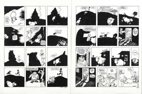 F’MURRR. Alp 12.. Pl. 225A et 225B. Encre. 43 x 32,5 cm. | Aponem