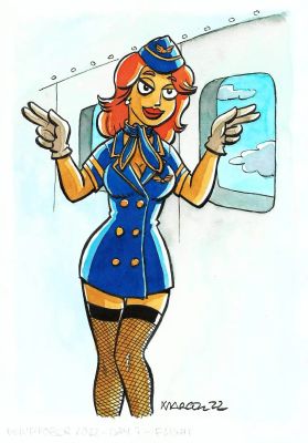 Joan C. Marco | Original drawing: Flight attendant – Marco | Origin Of Comics