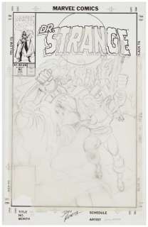 John Romita Sr. (1930-2023), Preliminary drawing and layout of "Doctor Strange, Sorcerer Supreme #32," 1986, Graphite and ink on vellum affixed with tape to Bristol board, Preliminary drawing: 17" H x 11" W | misc / divers