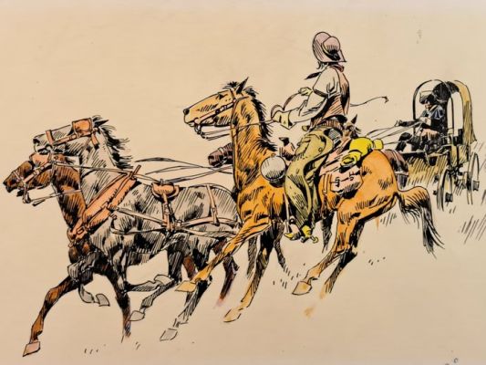 Calegari, Renzo - 1 Original colour drawing - Conestoga | Catawiki