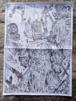 Comolo, Giorgio - 1 Original drawing - galactus vs celestials