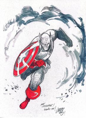 Pepe Larraz - 1 Original colour drawing - Captain America - Splendide