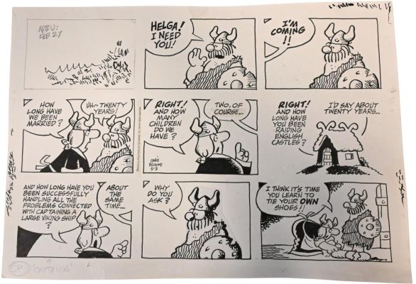 Lot 80 - Chris Browne (American 1952–2023), Hagar the Horrible Sunday Comic Strip Original Art Ink on paper, nine-panel Sunday… | misc / divers