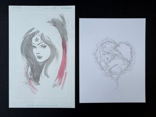 Ivan Reis - Eric Basaldua - 2 Original drawing - Wonder Woman - Poison Ivy