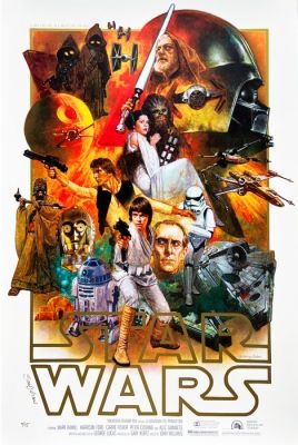 Sanjulian - Affiche Star Wars : Édition Blanche - Luxury Limited Screen 4/15 – Hand Signed in Gold