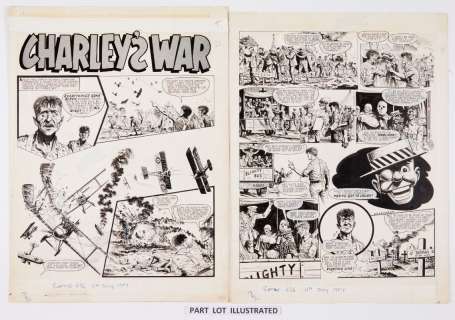 Charleys War: 3 original consecutive artworks (1981) by Joe Colquhoun… | Comic Book Auctions ltd