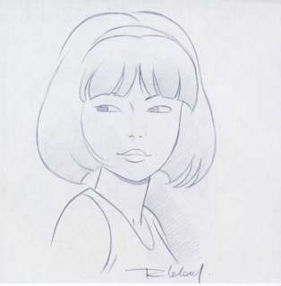 Leloup | Yoko Tsuno, illustration au crayon de couleur bleu… | Banque Dessinée