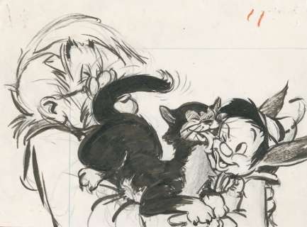 Pinocchio Studio Walt Disney 1940. Dessin de storyboard réunissant : Pinocchio | Rossini
