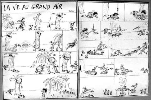 Reiser. (1941-1983). | REISER. . Â« La Vie au Grand Air Â». Encre de Chine noire pour deux plan | Tessier Sarrou