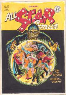 Dave Gutierrez, Irwin Hasen - all-star comics ‘‘the revenge of solomon grundy‘‘ color art - signed