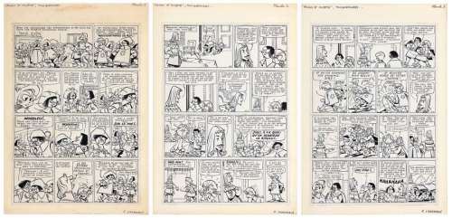 Craenhals | Primus et Musette, planches 1 à 3 (remontées)… | Millon