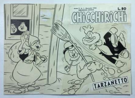 Angiolini, Sandro | original cover "ChicchirichÃ¬" no. 1 recto/verso (1956) | Catawiki