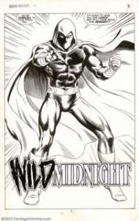 Russ Heath - Original Art Splash page for Moon Knight #4 (Marvel). Dramatic splash of Moon Knight in full costume. - | Heritage