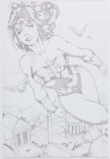 Brian Stelfreeze and Others - Wonder Woman Illustration Original Art Group of 3 (c. 2000s). The amazing Amazon - | Heritage