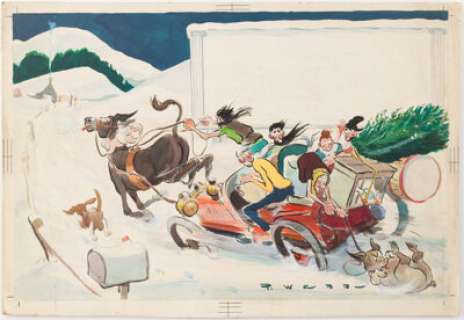 Paul Webb The Mountain Boys Christmas Calendar Illustration Original Art (Brown & Bigelow, c. 1950s). - | Heritage