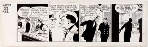Chester Gould Dick Tracy Daily Comic Strip Original Art dated 2-21-51 (Chicago Tribune, 1951). Apparently Dick - | Heritage