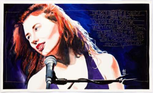 Ken Meyer, Jr. -Tori Amos "Crucify" Painting Original Art (1996). Flanked by lyrics from her song -