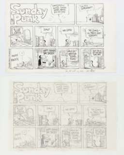 Pat Oliphant Sunday Punk Sunday Comic Strip Original Art and Production Materials (Universal Press Syndicate, - | Heritage