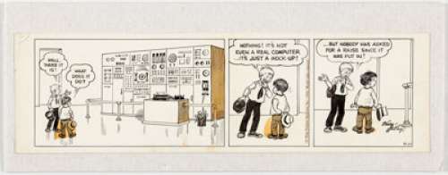 Wally Bishop Muggs McGinnis Daily Comic Strip Original Art dated 8-21-65 (King Features, 1965). This ink and -