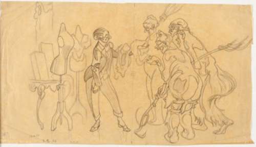 Heinrich Kley "Bei der Anprobe" ["At the Fitting"] Illustration Original Art (1920-23).... | Heritage