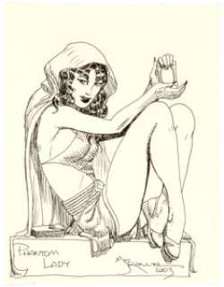Michael William Kaluta Phantom Lady Seated Portrait Original Art (2003)....