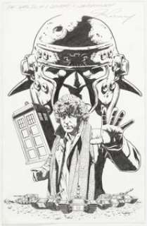  - Joe Corroney Doctor Who Classics #1 Original Art Cover (IDW, 2007). A robot soldier from the Iron Legion stares -