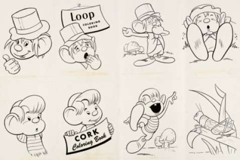 The Little People "Loop" and "Cork" Coloring Book Illustration Original Art Group (Samuel Lowe Company, 1953).... (Total: 6 Original Art) | Heritage
