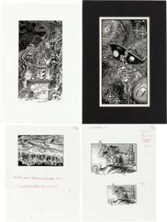 Kelly Freas - The Gateway Trip Scratchboard Illustrations Original Art Group of 4 (Del Rey Books, 1990).... (Total: 4 Original Art) | Heritage