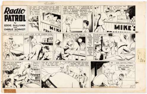 Charles Schmidt Radio Patrol Sunday Comic Strip Original Art dated 8-21-37 (King Features Syndicate, 1937)....