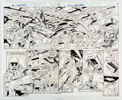 Dave Hoover and Ralph Cabrera The Amazing Spider-Man Super Special #1 Double Page Spread 2-3 Original Art (Marvel,...