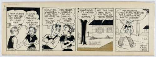 Carl Ed - Harold Teen Daily Comic Strip Original Art dated 1-22-55 (Chicago Tribune Syndicate, 1959).