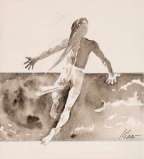 Ivo Milazzo - "Song of a Hawk Man" Illustration Original Art (Hefti, 1999). A wonderful grayscale -