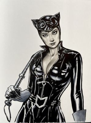 Catwoman Original Art Drawing Audrey Hepburn By Josh George 9 X 12 Inches | eBay US (Buy It Now)