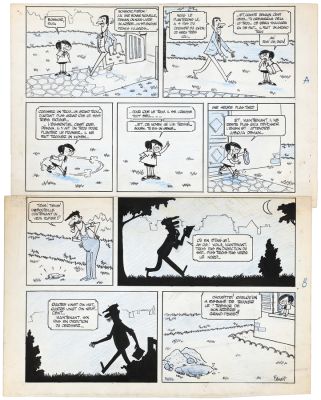 Jijé - Gillain (Benoît) | Bouby, planche-gag à l’encre de Chine et… | AZ auction