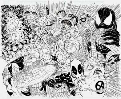 Steve Skroce - Marvel 85Th Anniversary Special #1 Dps (Spider-Man Vs. Venom, Cap Vs. Wolverine, Hulk Vs. Mr. Fantastic, Deadpool Vs. Doop, Captain Marvel Vs the Thing!)