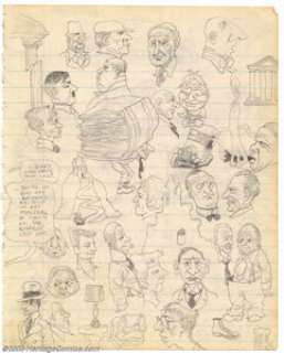Robert Crumb - Original Sketches, Faces (undated, early ’60s). This two-sided sketchbook page is literally filled - | Heritage