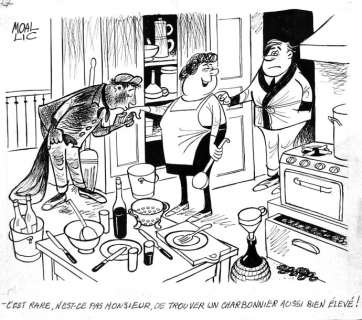 Moallic Marc. (1907-2004) - MOALLIC Marc. Â« Le Charbonnier est bien élevé Â». Encre de Chine noire&