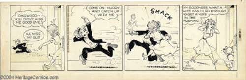 Chic Young - Blondie Daily Comic Strip Original Art, dated 7-3-57 (King Features Syndicate, 1957). Blondie outruns - | Heritage