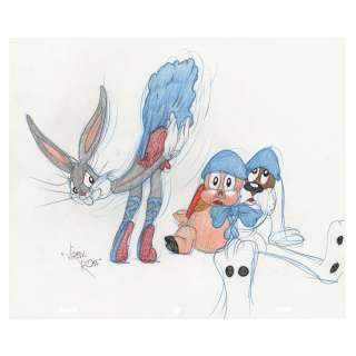 Bugs Bunny, Porky Pig, and Hunting Dog original drawing by Virgil Ross | misc / divers