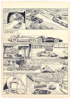 Jean Graton (1923-2021) | Michel Vaillant. Tome 2, Le Pilote sans visage. Planche originale n°30. Encre noire, crayon graphite, rehauts blanc, collage (numéro 30).... | HVMC